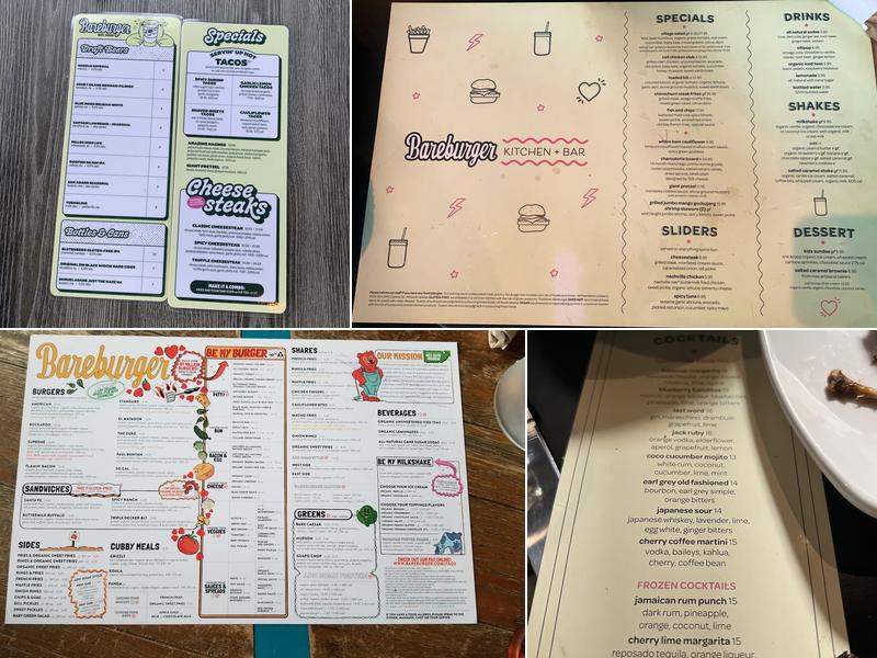 Bareburger Menu
