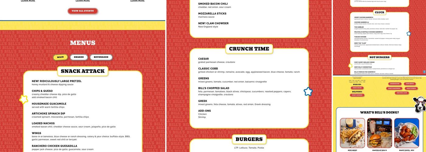 Bill's Bar & Burger Menu