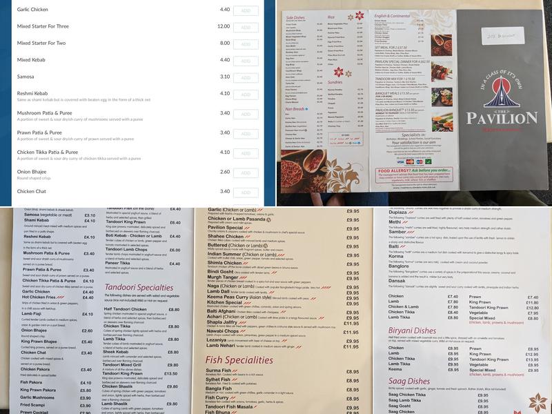 The Pavilion Menu