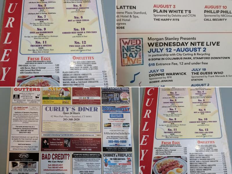 Curley's Diner Menu