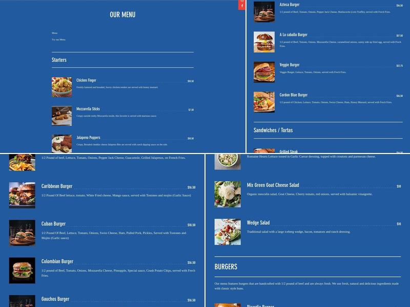 Picardia Burgers Menu