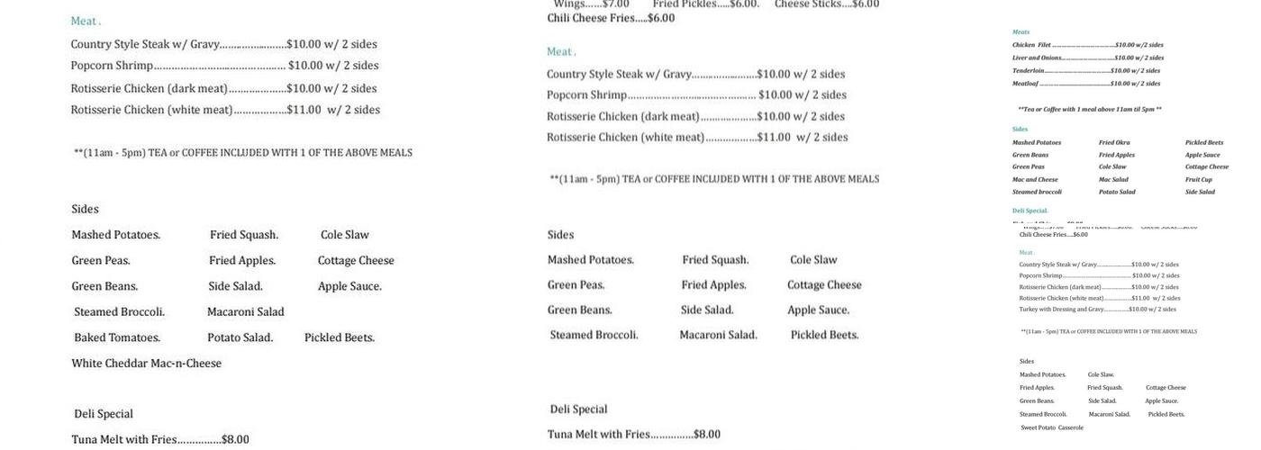 Hub Restaurant Menu