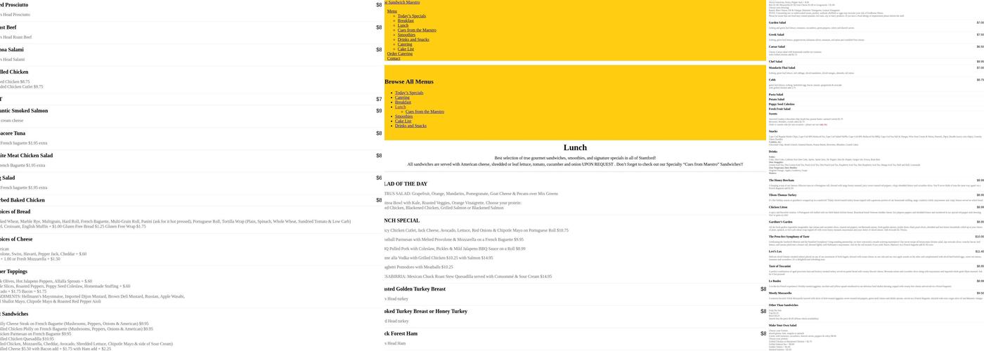 The Sandwich Maestro Menu