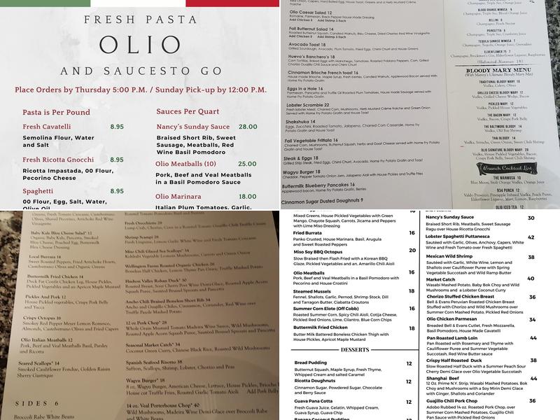 Olio Menu