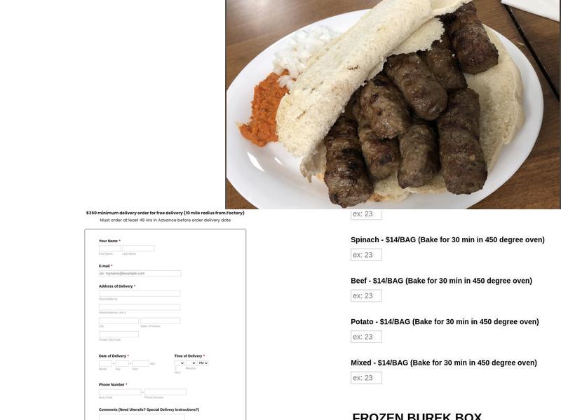 Djerdan Burek Astoria Menu