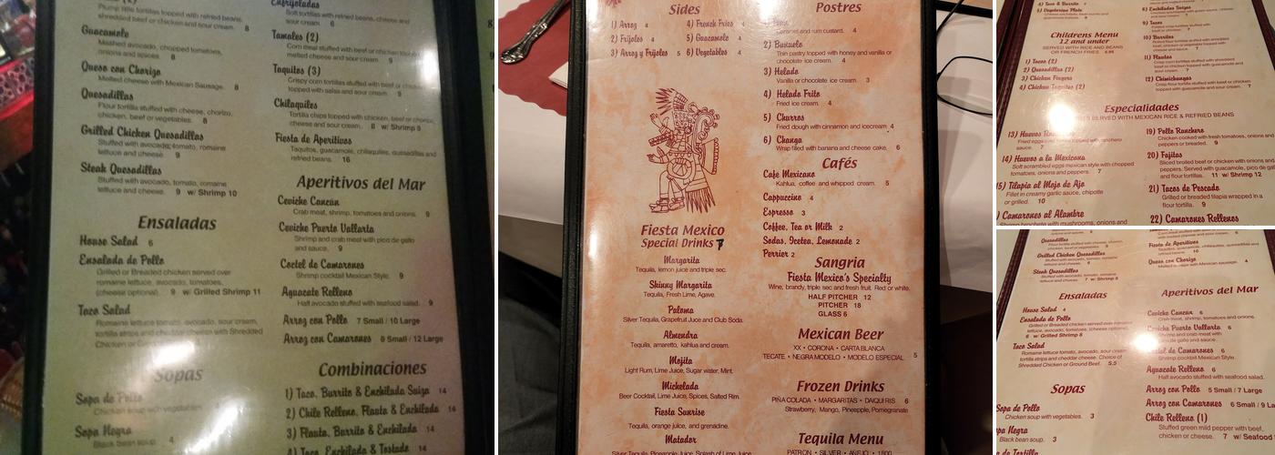 Fiesta Mexico Menu