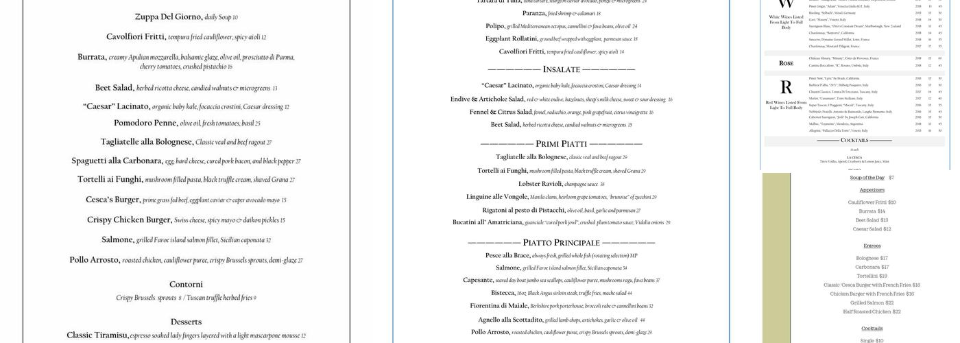 'Cesca Menu