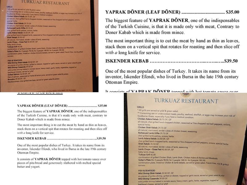 Turkuaz Halal Turkish Mediterranean Menu
