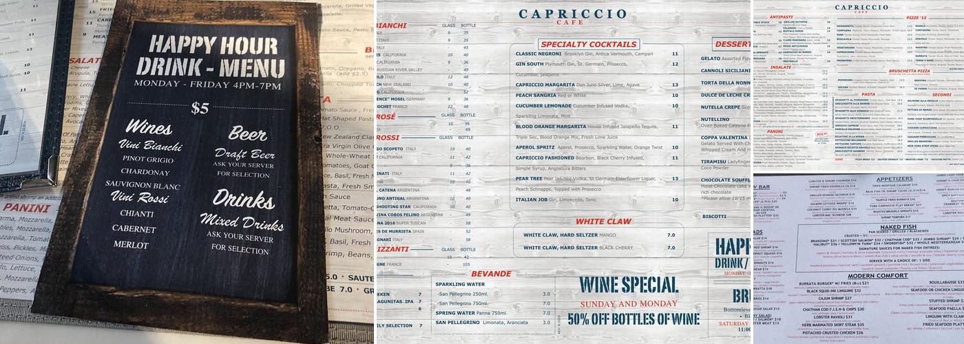 Capriccio Cafe Menu