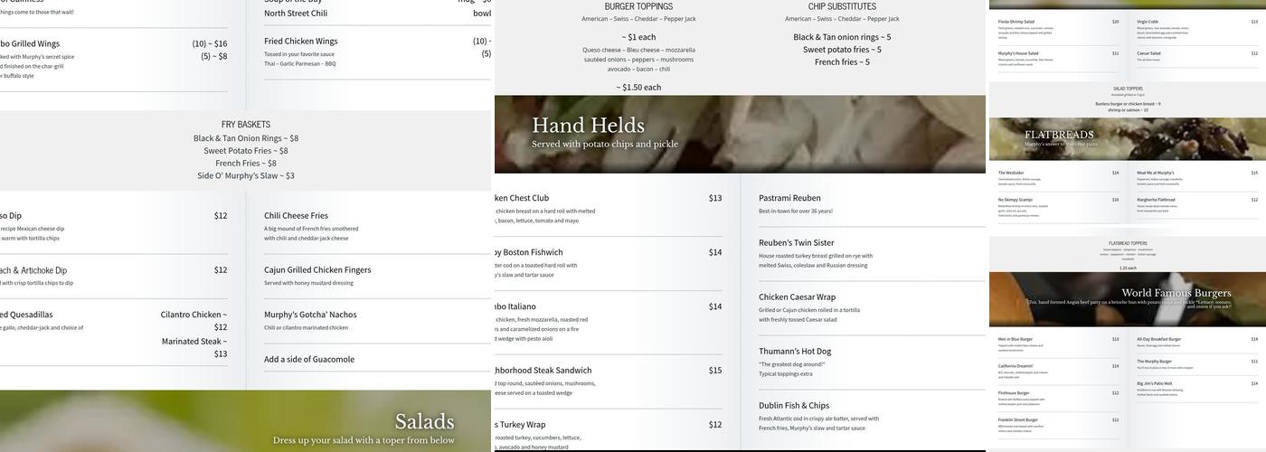 Murphy's Townhouse Cafe Menu