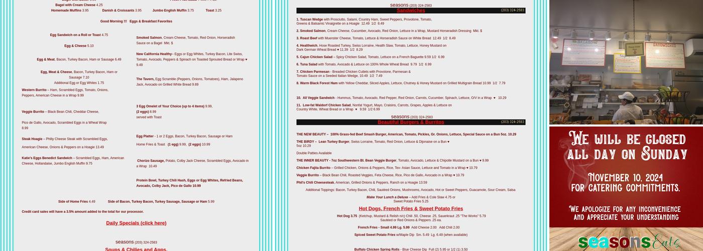 SEASONS EATS Menu
