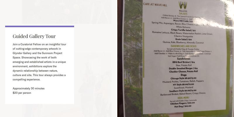 The Café at Wave Hill Menu