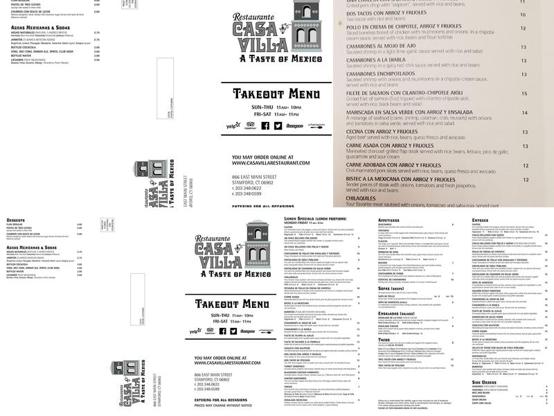 Casa Villa Express Menu