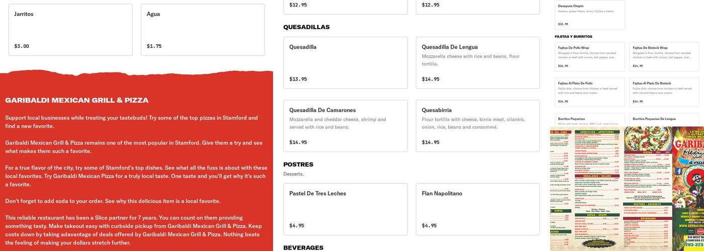 Garibaldi Mexican Grill & Pizza Menu