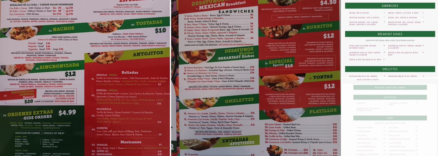 Los Portales Restaurant Menu
