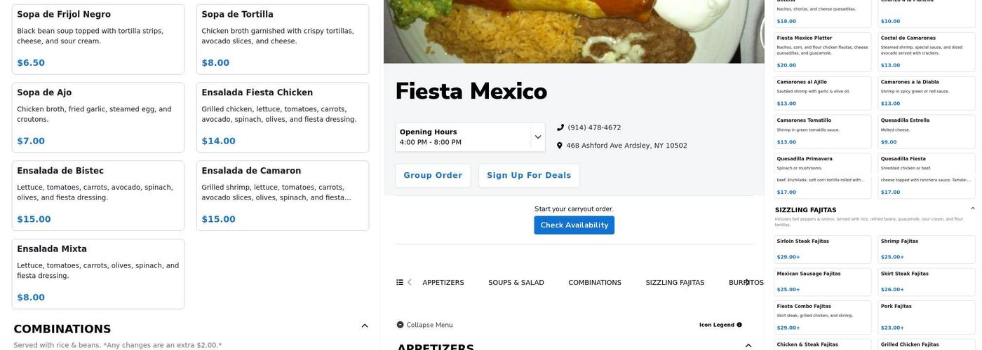 Fiesta Mexico Menu