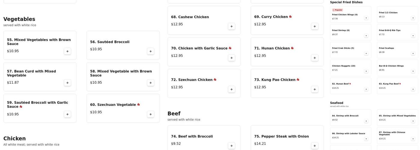 Great Wall Menu