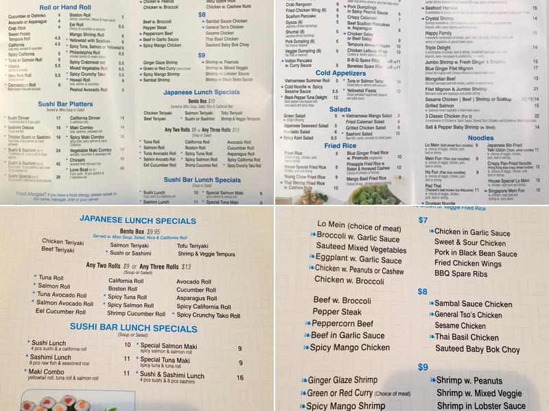 Blue Ginger Menu