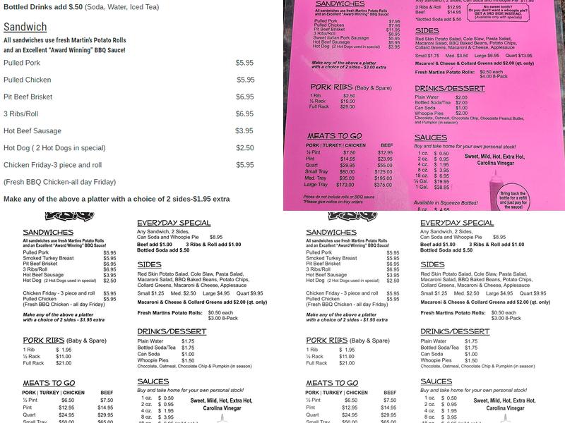 Young's BBQ Menu