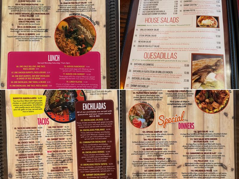 Fiesta Tapatia Menu