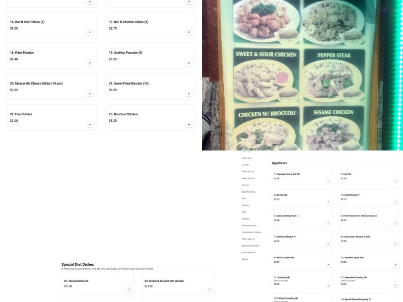 Wing Yum Chinese Restaurant Menu