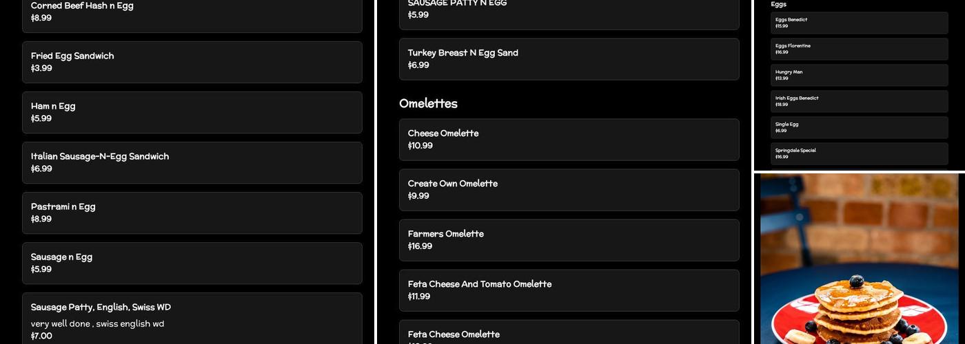 Springdale Diner Menu