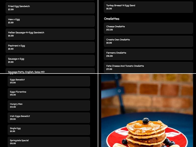 Springdale Diner Menu