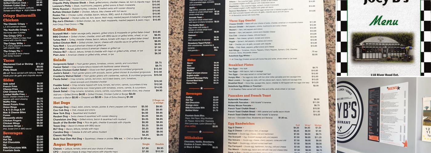 Joey B's Menu