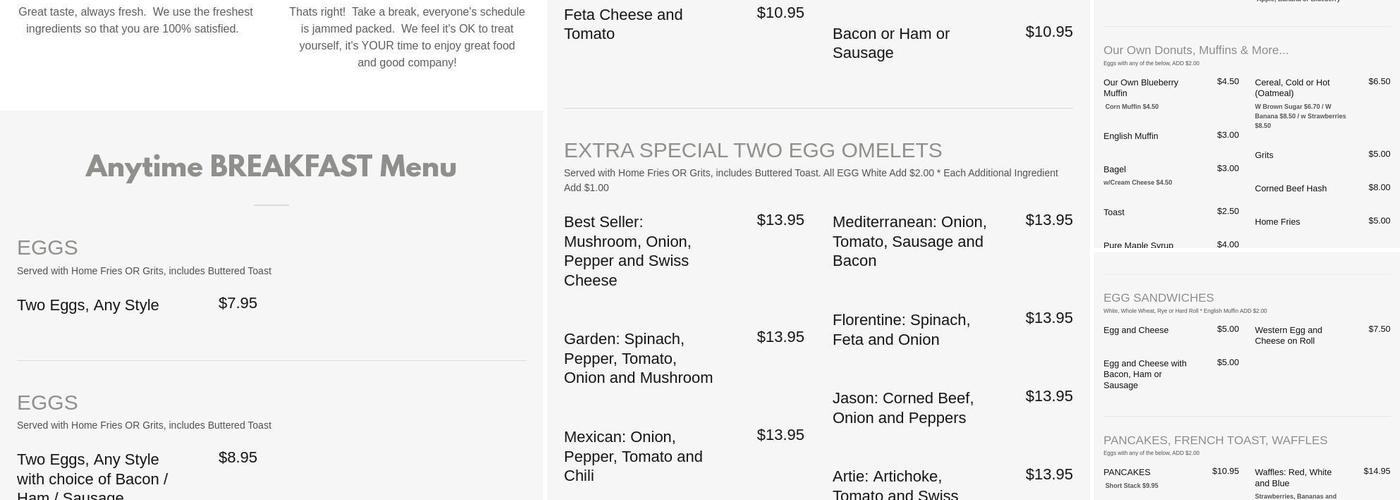Lakeside Diner Menu