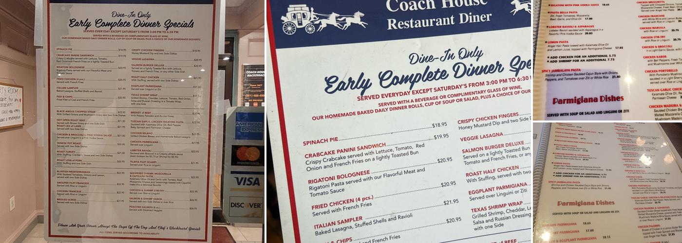 Coach House Diner Menu