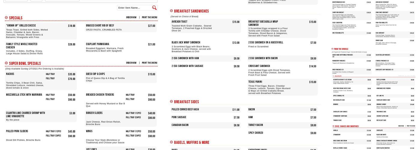 BLD Diner Menu