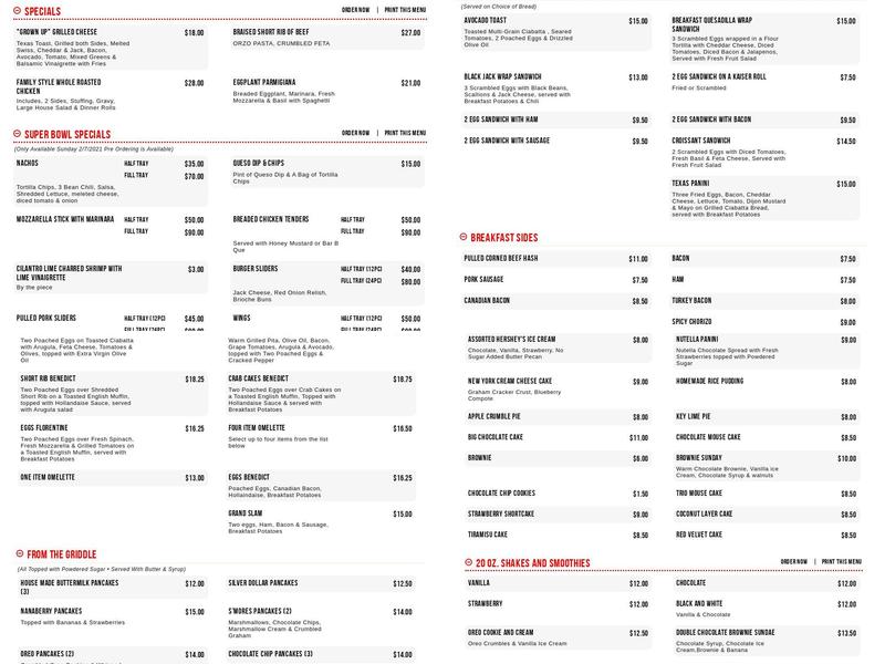 BLD Diner Menu