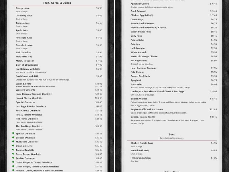 The Red Flame Menu