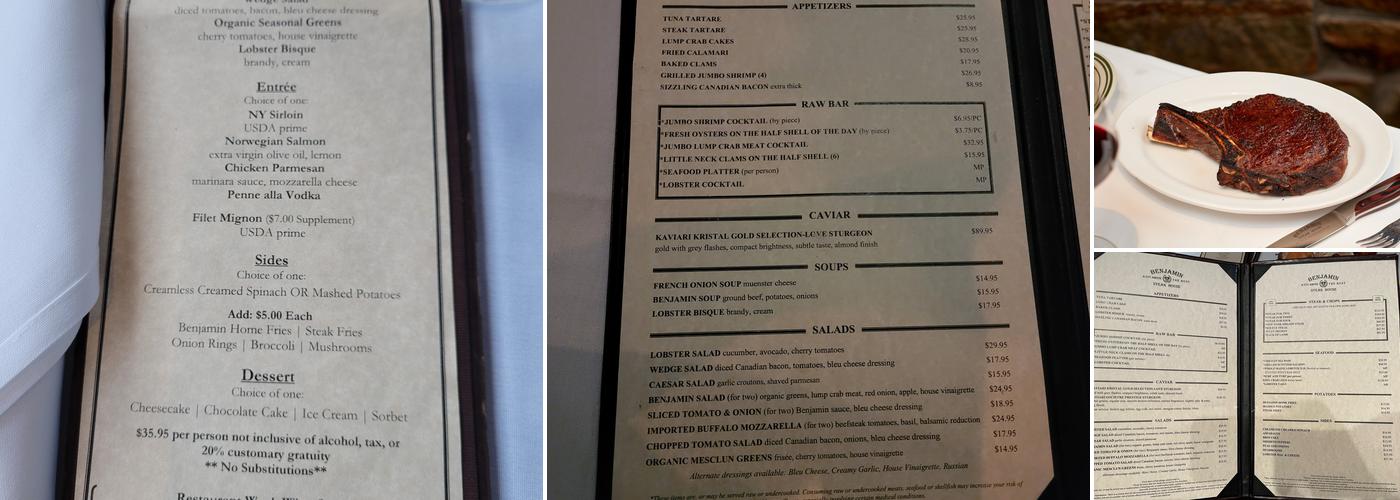 Benjamin Steakhouse Menu