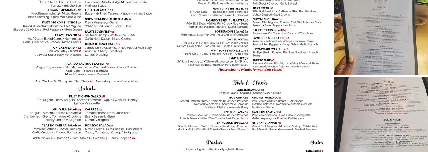 Ricardo Steakhouse Menu