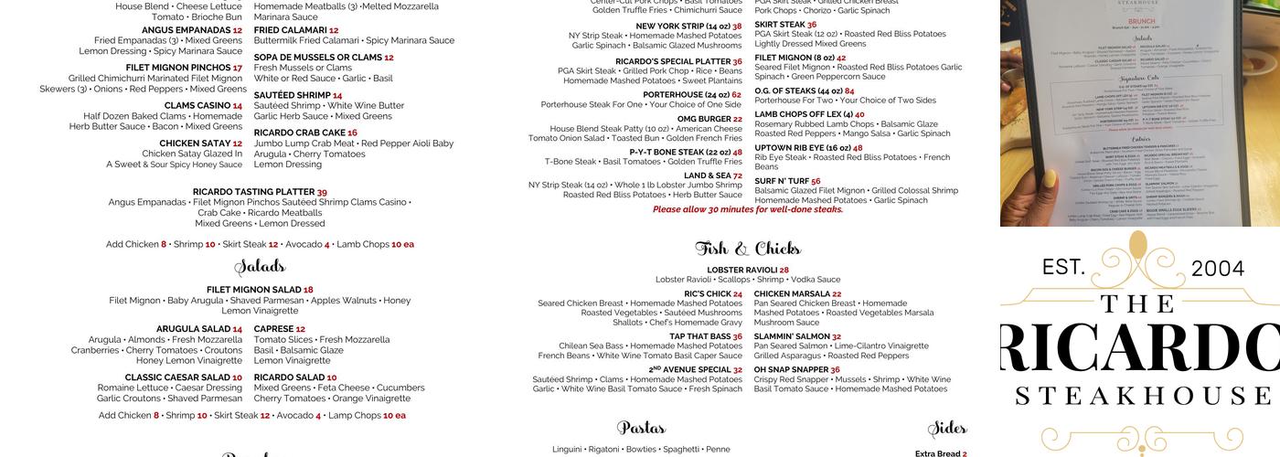 Ricardo Steakhouse Menu