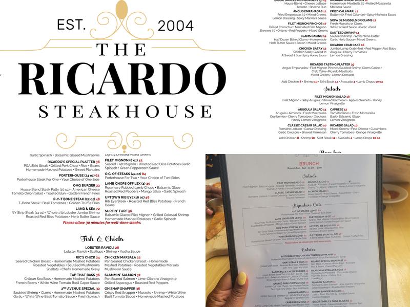 Ricardo Steakhouse Menu