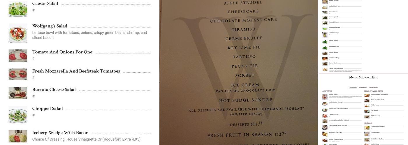 Wolfgang's Steakhouse Menu