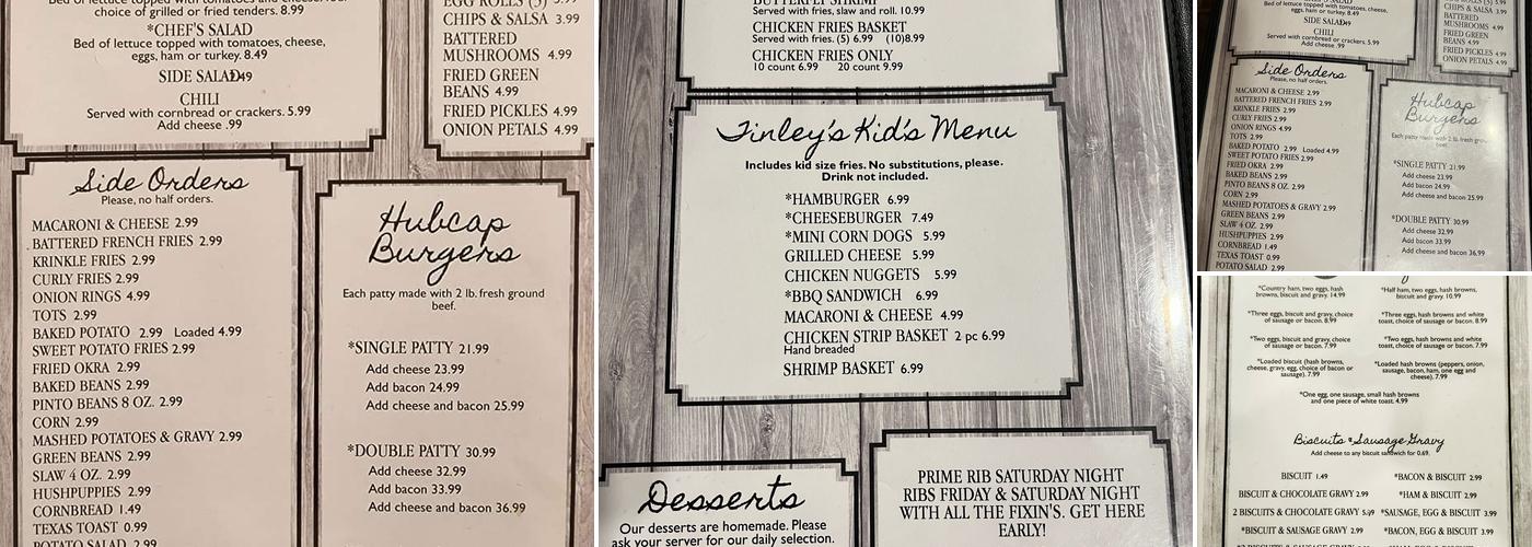 Johnson's Country Cookin' Menu