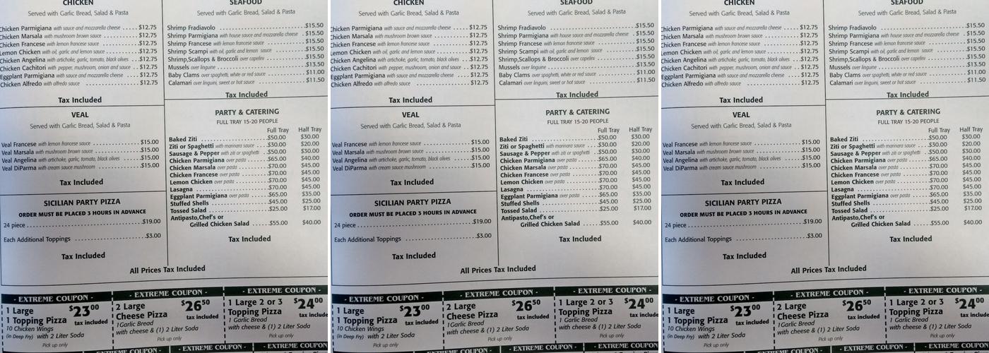 DiParma Pizza Menu