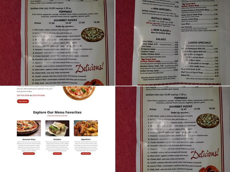 Vincenzo's Pizzeria Menu