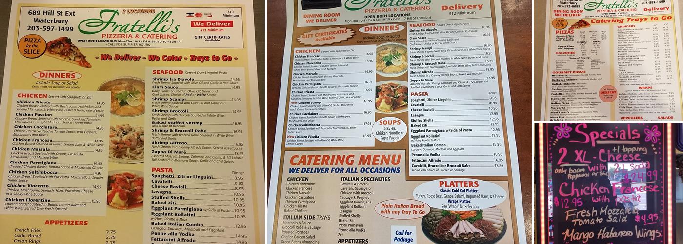 Fratelli's Pizzeria & Catering Menu
