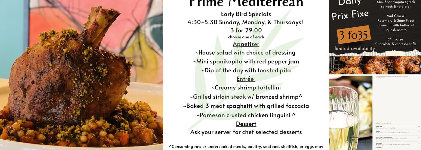 Prime Mediterranean Menu