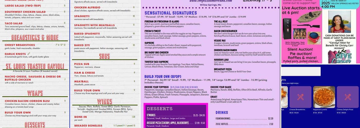 Pizza Americana Menu