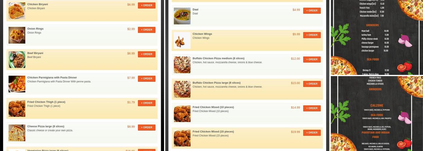 King Pizza Menu