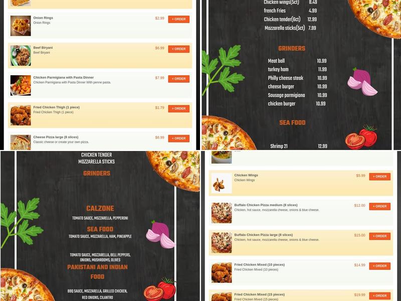 King Pizza Menu