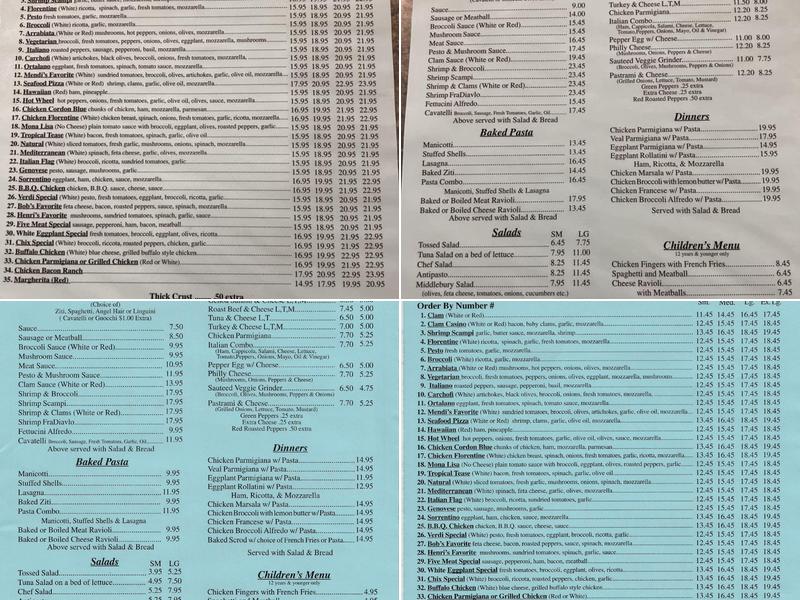 Middlebury Pizza Menu