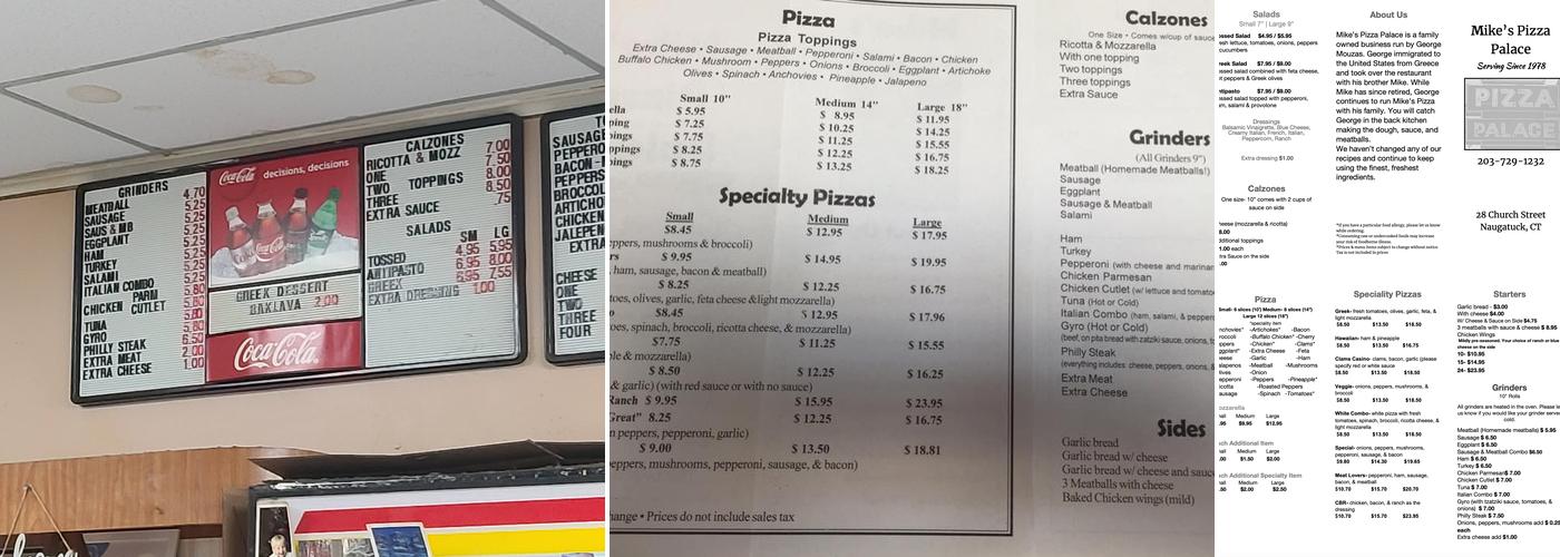 Mike's Pizza Palace Menu