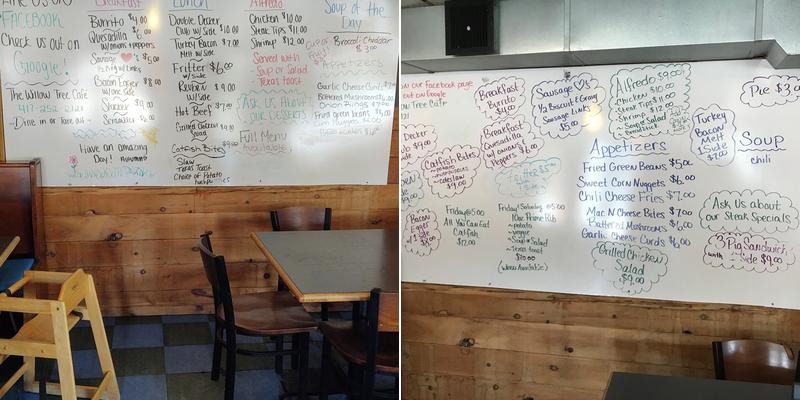 The Willow Tree Menu