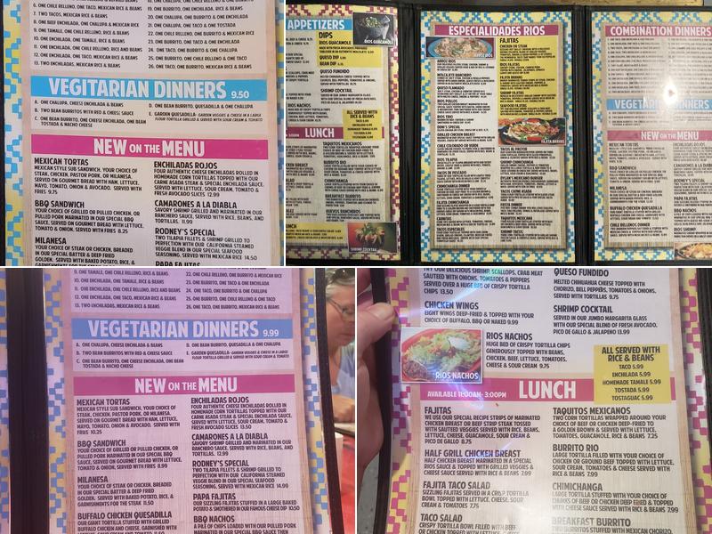 Dos Rios Mexican Grill Menu